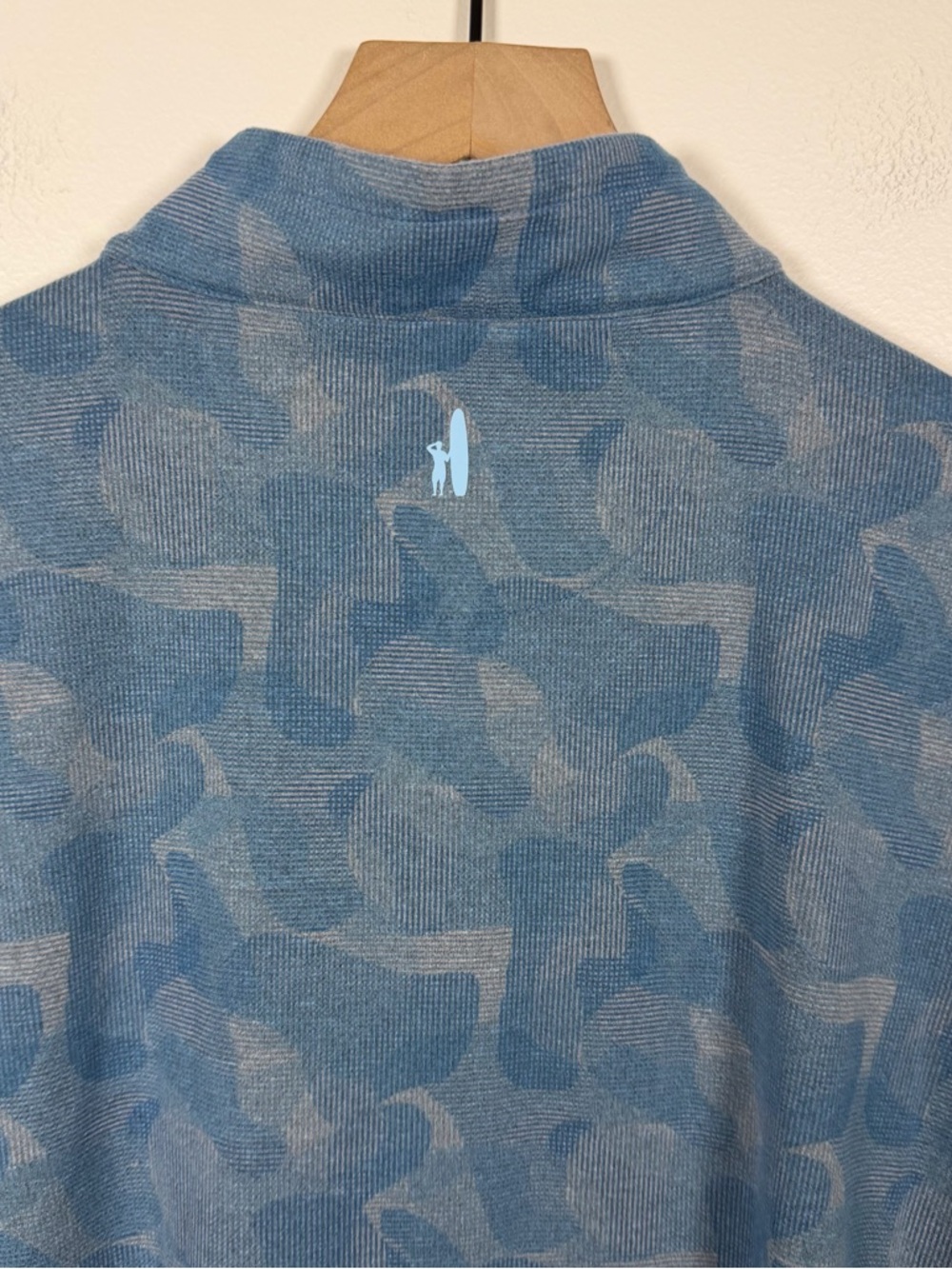 Johnnie-o Dowell Performance Fleece Camo 1/4 Zip Sweatshirt Mens Size XL Blue - Picture 7 of 7